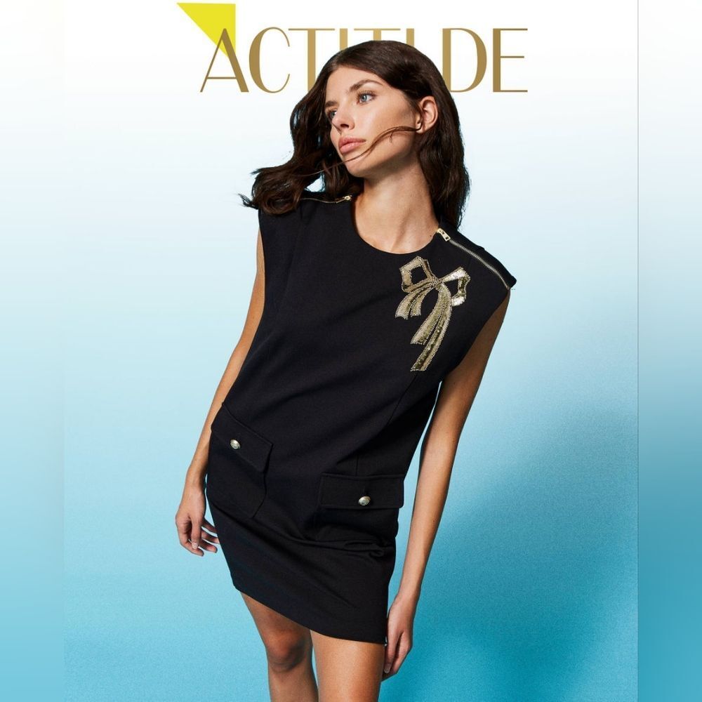 Twin-Set Black Dress with Gold Accent